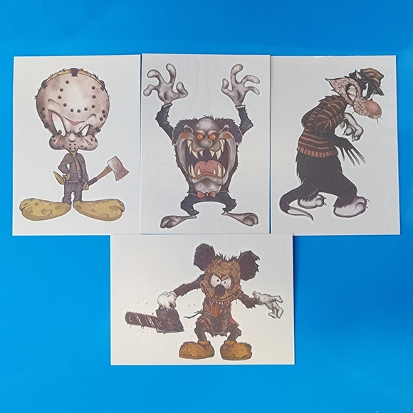 Set of 10 Terror Toons Temporary Tattoos, Cartoon Characters As Horror Stars - Picture 2 of 7